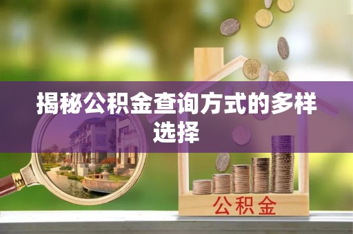 金塔揭秘公积金查询方式的多样选择