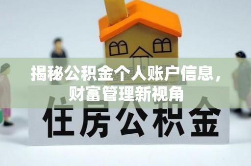 金塔揭秘公积金个人账户信息，财富管理新视角